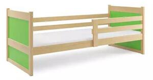 Dječji krevet Rico 90×200 s madracem - Prirodno drvo / Zelena