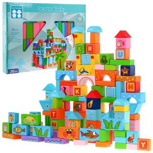 Set drvenih kockica Ocean 100 kom 3+