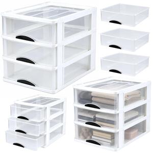 Višenamjenski organizator s 3 ladice, plastični, bijeli