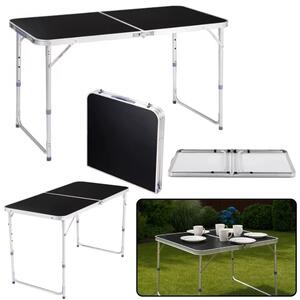 Sklopivi kamperski stol aluminijski crni 120 × 60 cm