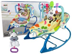 Ljuljačka stolica 2 u 1 plava zebra zvukovi vibracije