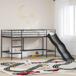Krevet na kat za djecu s toboganom Crna i antracit 100 x 200 cm - Crna / 100 x 200 cm