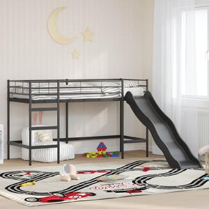 Krevet na kat za djecu s toboganom Crna i antracit 90 x 190 cm - Crna / 90 x 190 cm
