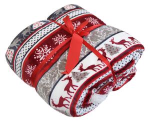 Božicna crveno-bijela janjeca deka od mikropliša WINTER DELIGHT Dimenzije: 160 x 200 cm
