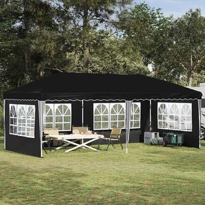 Rastezljivi šator za zabave 575 x 289 x 245 cm Crna - Crna / 575 x 289 x 245 cm
