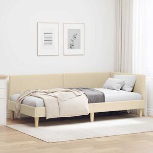 Kutni okvir kreveta Krema 100 cm x 200 cm Tkanina i šperploča - Krem / 100 cm x 200 cm