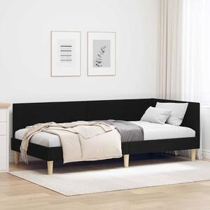 Kutni okvir kreveta Crna 90 cm x 200 cm Tkanina i šperploča - Crna / 90 cm x 200 cm
