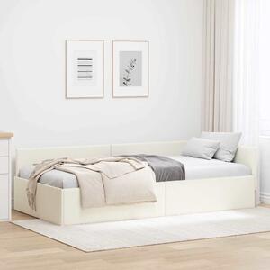 Kutni okvir kreveta s uzglavljem Krema 90 cm x 190 cm Baršun - Krem / 90 cm x 190 cm