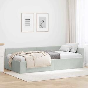 Kutni okvir kreveta Svijetlo siva 100 cm x 200 cm Baršun - Svjetlosiva / 100 cm x 200 cm