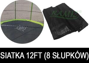 SkyRamiz Crna zaštitna mreža za vrtni trampolin 366 cm/12 stopa 8 tunela za stupove