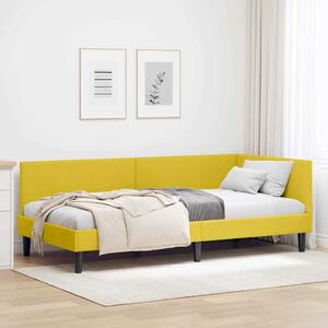 Kutni okvir kreveta s uzglavljem Žuta 90 cm x 200 cm Baršun - Žuta / 90 cm x 200 cm