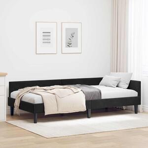 Kutni okvir kreveta s uzglavljem Crna 100 cm x 200 cm Baršun - Crna / 100 cm x 200 cm