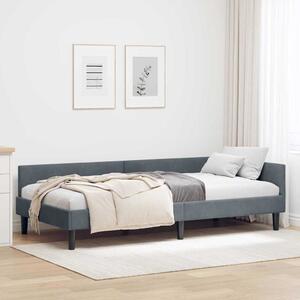 Kutni okvir kreveta Tamno siva 100 cm x 200 cm Baršun - Siva / 100 cm x 200 cm