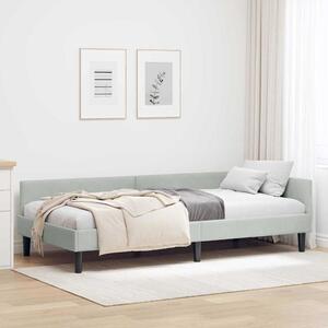 Kutni okvir kreveta Svijetlo siva 90 cm x 190 cm Baršun - Svjetlosiva / 90 cm x 190 cm