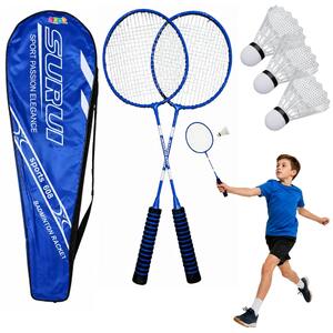 Set badmintonskih reketa s 3 šatora – plava navlaka