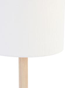 Ruralna stolna lampa drvo s bijelim sjenilom - Mels