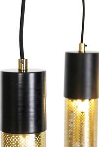 Industrijska viseća lampa crna sa zlatnim 10 lampica - Raspi
