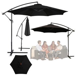 Bočni vrtni suncobran s podesivim nagibom 350 x 250 cm crni