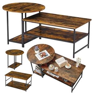 Set stolića za kavu vintage rustikalni 2-u-1, 123×60×51 cm