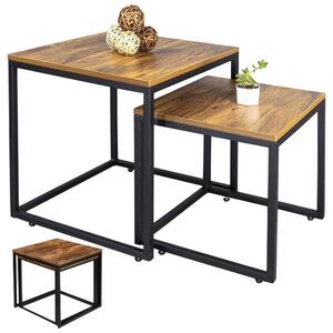 Set rustikalnih kvadratnih stolića za kavu 2-u-1, 45×50 i 40×45 cm