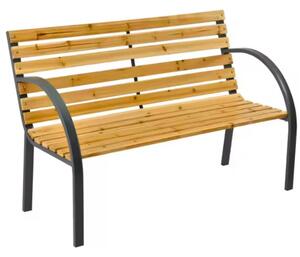 Drveno-metalna vrtna klupa s naslonom, park stil, 125 cm