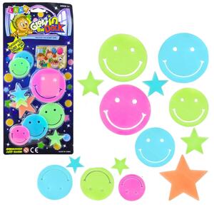 Fluorescentne svjetleće naljepnice za zid Smiley Lica Zvijezde Šarene 10 kom