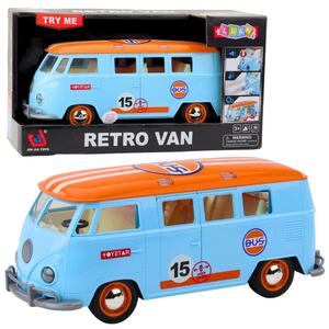 Retro automobil kombi autobus svjetla zvukovi otvaranje vrata plava