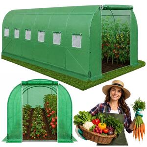 Staklenik za povrće, zeleni UV prozori, 6x3x2m, 18m²