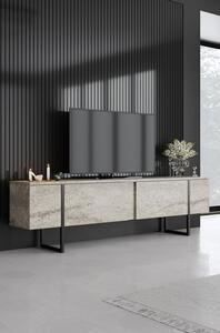 Woody Fashion TV stalak LUXE, boja Travertine, crna boja