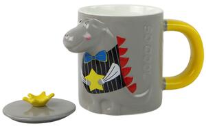 Siva šalica s dinosaurom 400 ml