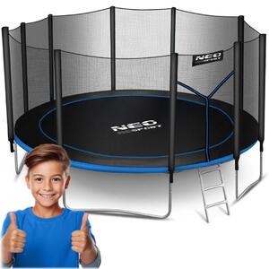 Vrtni trampolin Neo-Sport, Ø 465 cm (15 ft), vanjska mreža i ljestve, siva