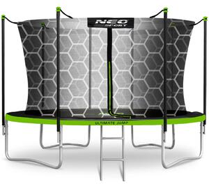 Vrtni trampolin Neo-Sport, Ø 404 cm (13 ft), unutarnja mreža i ljestve, siva, var. NS-13W231