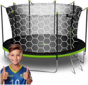 Vrtni trampolin Neo-Sport s unutarnjom mrežom i ljestvama, Ø 465 cm (15 stopa), siva, var. NS-15W231