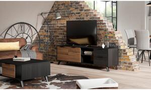 Crni/natur TV stol u dekoru oraha 181x53 cm Noe - Marckeric