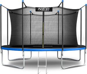 Vrtni trampolin Neo-Sport, Ø 404 cm (13 ft), unutarnja mreža i ljestve, siva, var. NS-13W241