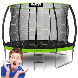 Profilirani vrtni trampolin Neo-Sport, Ø 374 cm (12 ft), unutarnja mreža, siva, var. NS-12C221