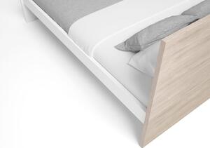 Bijeli/u prirodnoj boji bračni krevet u dekoru hrasta 140x190 cm Sahara – Marckeric