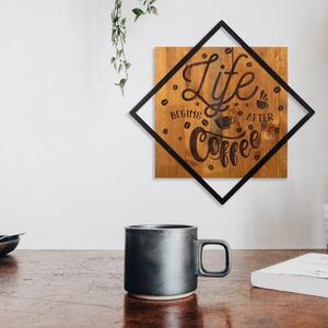 Drvo-metalni zidni ukras 54x54 cm Life Begins After Coffee - Wallity