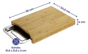 Daska za rezanje od bambusa s pladnjem od nehrđajućeg čelika 24,5x35 cm - Maximex