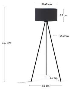 Crna podna lampa s tekstilnim sjenilom (visina 157 cm) Ikia - Kave Home