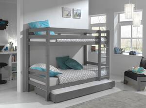 Sivi dječji krevet na kat 90x200 cm PINO – Vipack