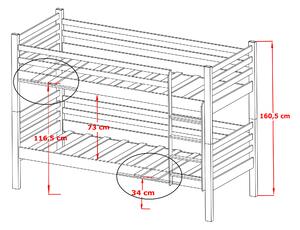 Zondo Dječji krevet 90 x 200 cm Nubia (s podnicom i prostorom za odlaganje) (borovina). 1013530