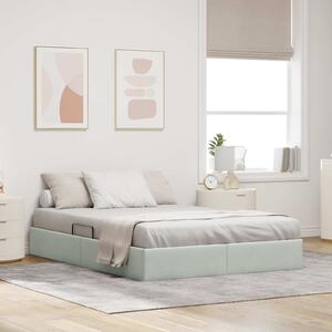 Otomanski krevet s pohranom Svjetlosiva 140 x 200 cm Baršun - Svjetlosiva / 140 x 200 cm