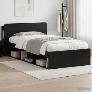 Okvir kreveta s pohranom Crna 90 x 200 cm Konstruirano drvo - Crna / 90 x 200 cm