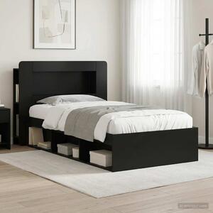 Okvir kreveta s pohranom Crna 90 x 200 cm Konstruirano drvo - Crna / 90 x 200 cm