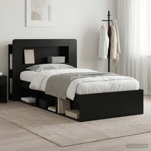 Okvir kreveta s pohranom Crna 90 x 190 cm Konstruirano drvo - Crna / 90 x 190 cm