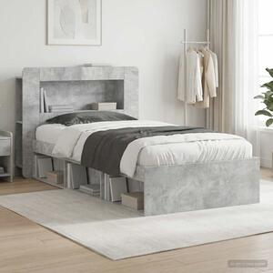 Okvir kreveta s pohranom s uzglavljem Betonska siva 75 x 190 cm - Siva / 75 x 190 cm