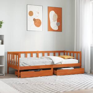 Krevet na dan s uzglavljem 3 pcs Vosak smeđa Čvrsto borovo drvo - Smeđa / 90 x 190 cm