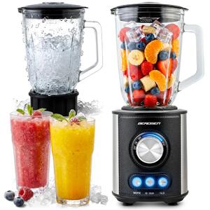 Stakleni blender za smoothieje, koktele, drobljenje leda, 1,5 l, 800 W, BD-751, Berdsen, crni