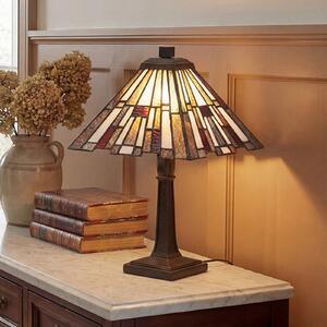 QUOIZEL Stolna lampa Inglenook, brončana/višebojna, visina 37 cm, metal/staklo, Bronca / stari mesing, Dnevni boravak/blagovaonica, Metal